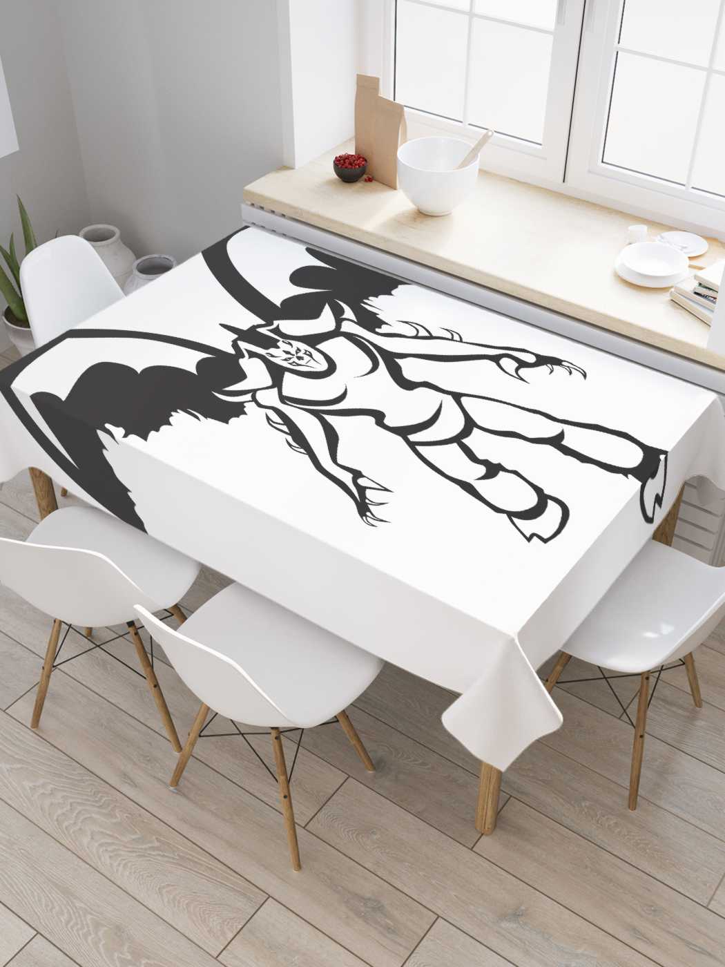 

Скатерть прямоугольная JoyArty "Крылатый киборг" из сатена, 180x145 см, Крылатый киборг