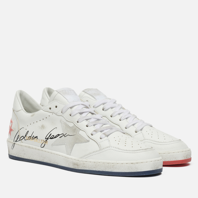 фото Кеды мужские golden goose ball star leather/suede star белые 40 eu