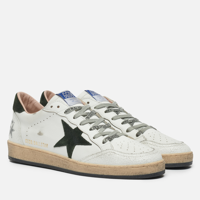 фото Кеды мужские golden goose ball star leather/suede star белые 42 eu