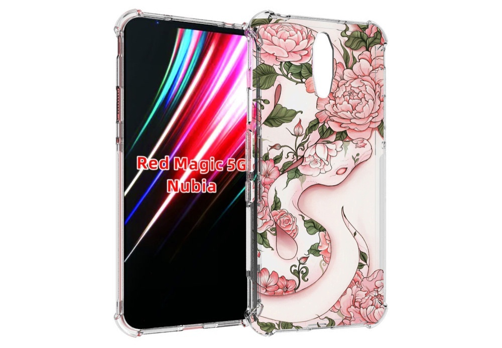

Чехол MyPads змея-в-розовых-цветах женский для ZTE Nubia Red Magic 1 5G, Прозрачный, Tocco