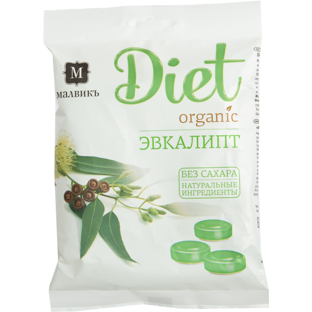 

Конфеты карамель Малвикъ Diet эвкалипт без сахара на изомальте 50 г