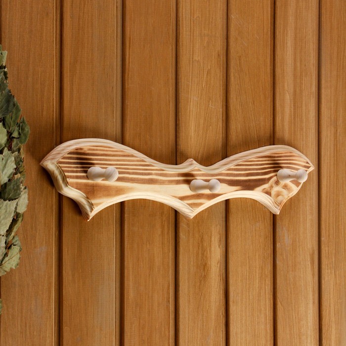 фото Вешалка "летучая мышь" липа обожжённая, 3 крючка, 30,5×10×5 см добропаровъ