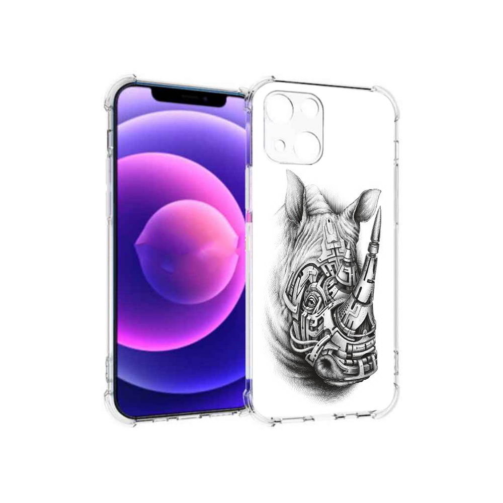 

Чехол MyPads Tocco для Apple iPhone 13 mini стальной носорог (PT162959.608.620), Прозрачный, Tocco