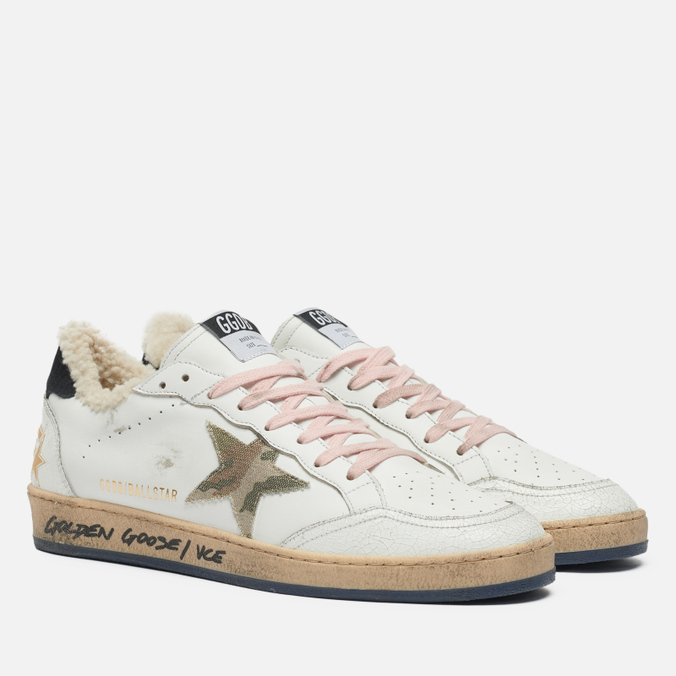 фото Кеды мужские golden goose ball star leather/camouflage denim star белые 44 eu