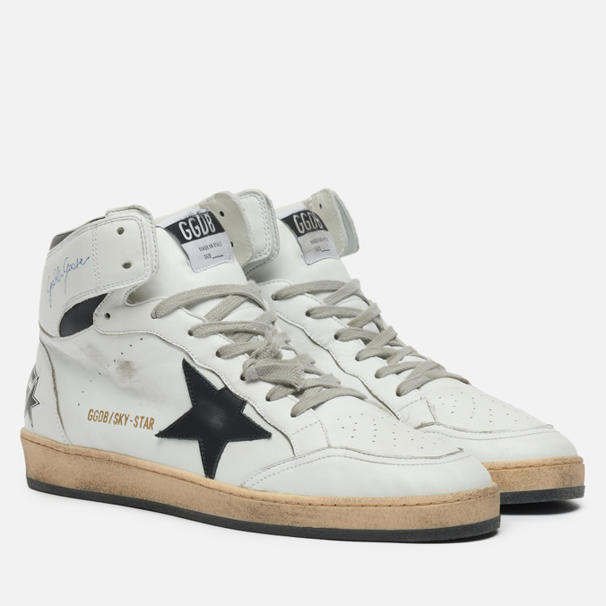 фото Кроссовки мужские golden goose sky star nappa/serigraph leather star белые 44 eu