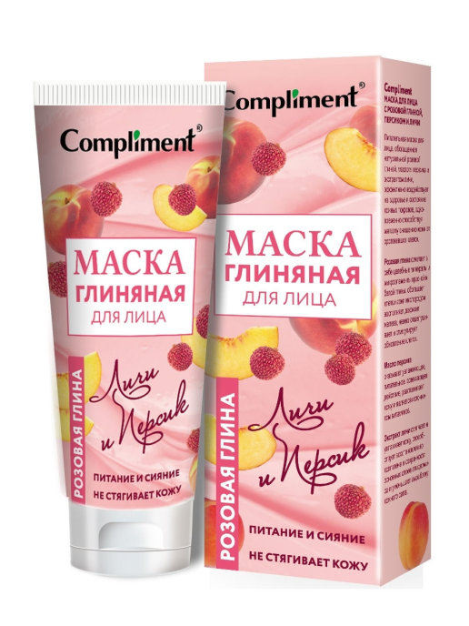 

Маска для лица Compliment с розовой глиной персиком и личи 80 мл