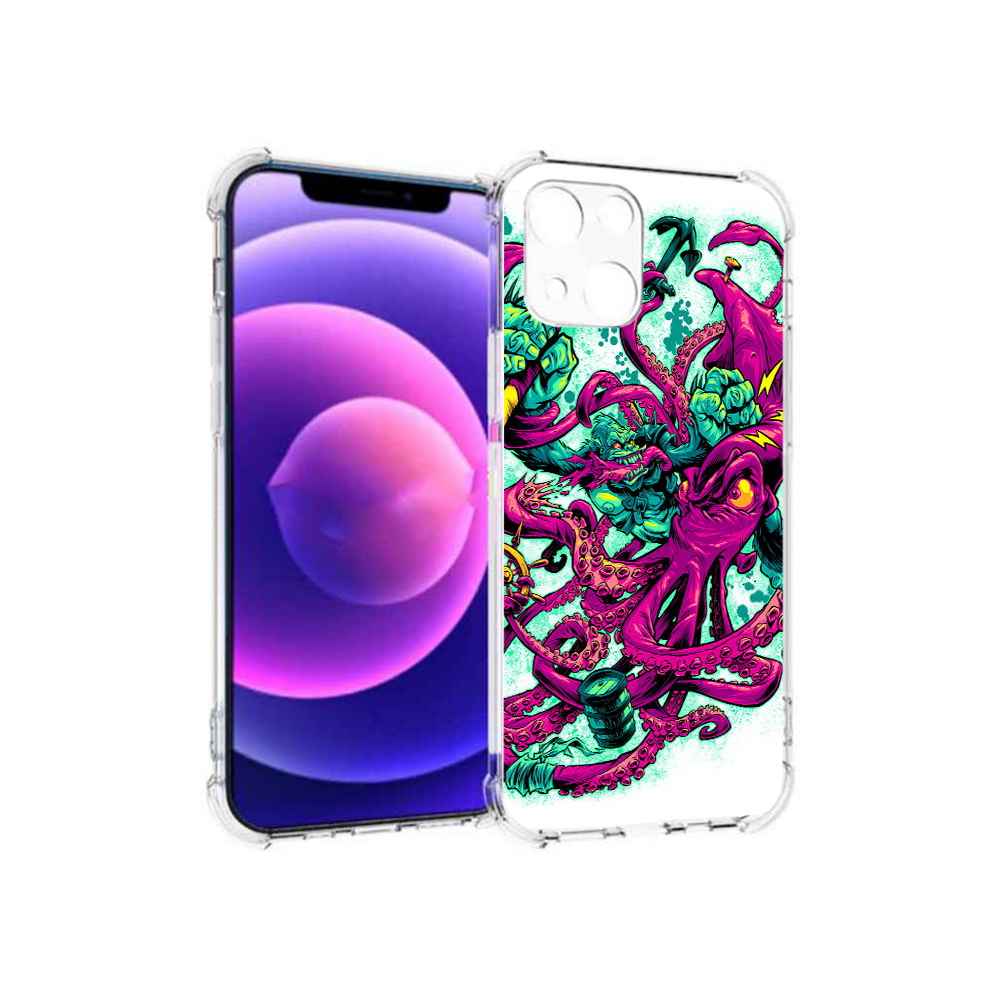 

Чехол MyPads Tocco для Apple iPhone 13 mini фиолетовый кракен (PT162959.608.657), Прозрачный, Tocco