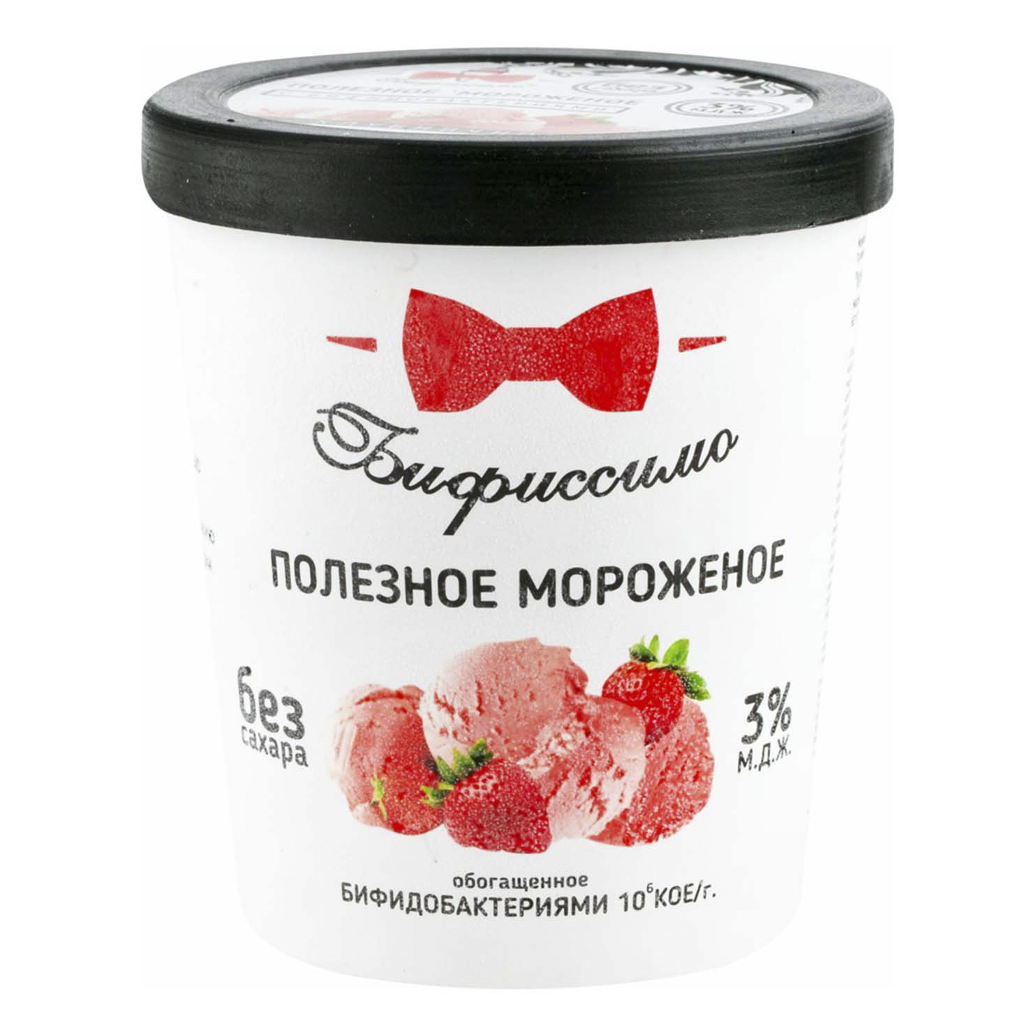 

Мороженое молочное Бифиссимо Клубничное БЗМЖ 500 г