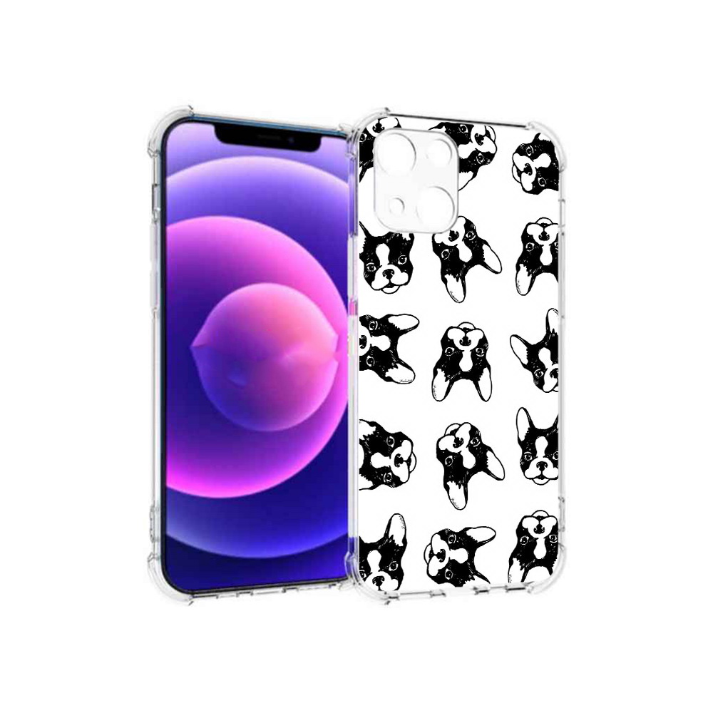 

Чехол MyPads Tocco для Apple iPhone 13 mini черно белые собачки (PT162959.608.683), Прозрачный, Tocco