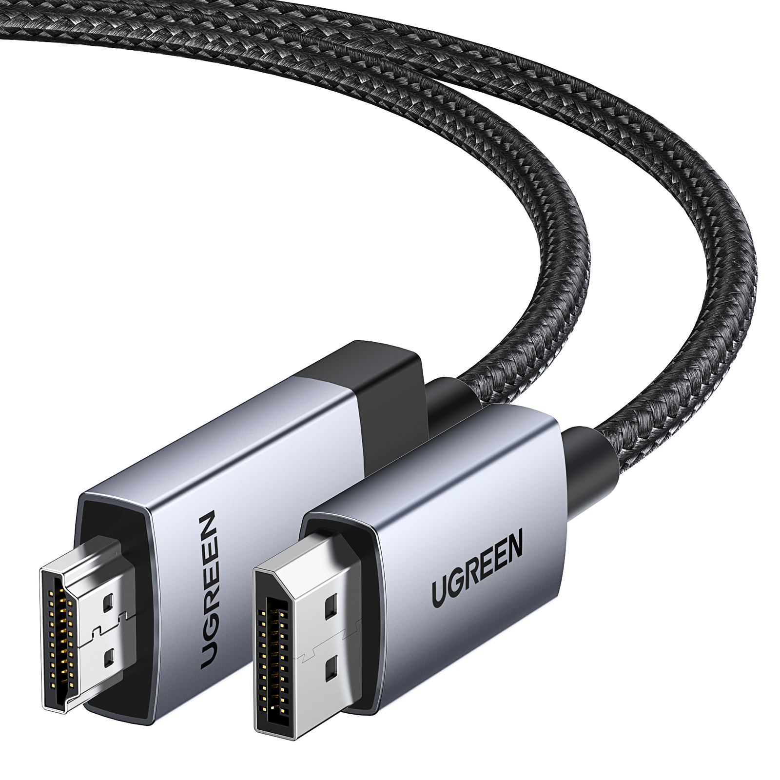 

Кабель uGreen DisplayPort - HDMI вилка-вилка 2м (15774_) серебристый, чёрный, DP119