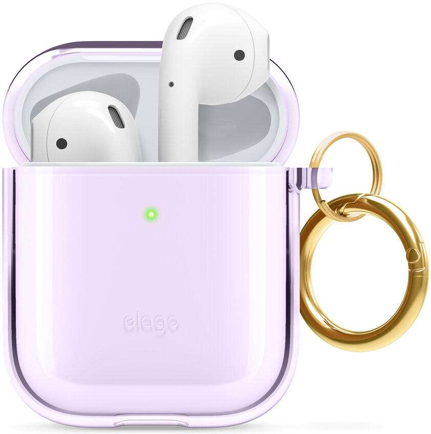 фото Чехол с карабином elago clear hang case для airpods 1/2 лавандовый (eapcl-hang-lv)