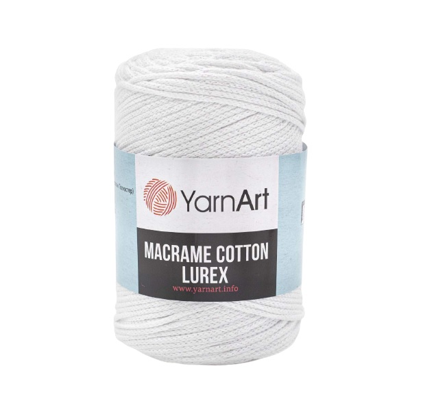 

Пряжа YarnArt 'Macrame cotton Lurex' 250гр 205м (металлик) (721 белый), 4 мотка, Macrame cotton Lurex