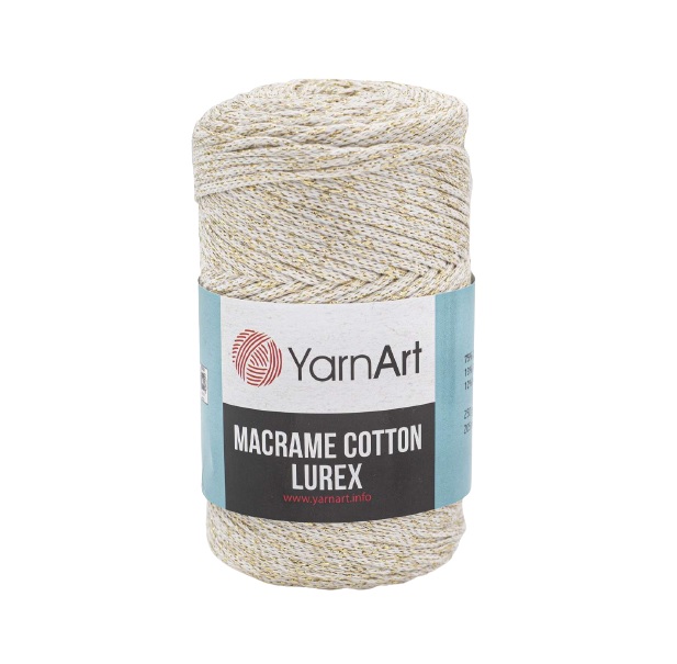 

Пряжа YarnArt 'Macrame cotton Lurex' 250гр 205м (металлик) (724 белое золото), 4 мотка, Бежевый;золотистый, Macrame cotton Lurex