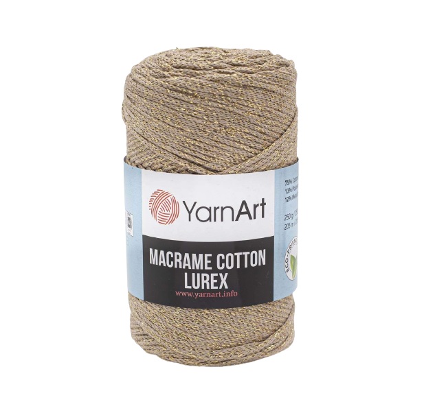 

Пряжа YarnArt 'Macrame cotton Lurex' 250гр 205м (металлик) (735 бежевый), 4 мотка, Macrame cotton Lurex