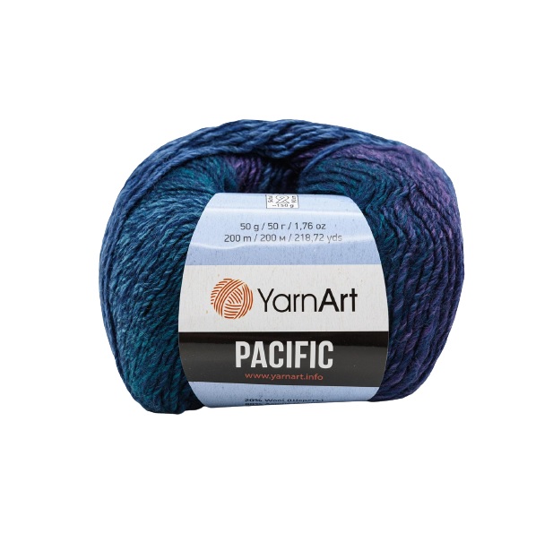 

Пряжа YarnArt 'Pacific', 50г, 200м (шерсть, акрил) (304 меланж), 10 мотков, Синий, Pacific