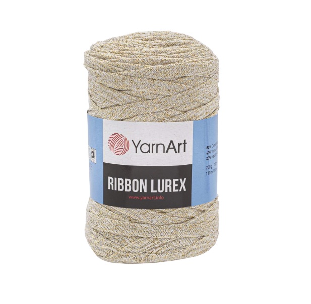 

Пряжа YarnArt Ribbon Lurex 250г, 110м (хлопок, металлик) 724 белое золото, 4 мотка, Золотистый, Ribbon Lurex