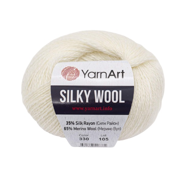 фото Пряжа yarnart 7732081_00001 silky wool 330 молочный