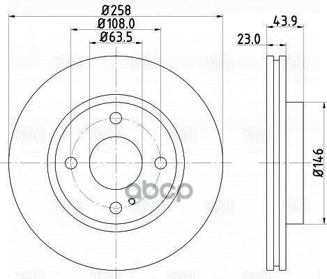 

Диск Торм. Для А/М Ford Fiesta Vi (08-) Перед. D=258 | Перед | Trialli DF106110