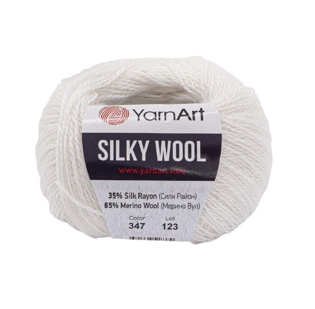 фото Пряжа yarnart 7732081_00010 silky wool 347 белый