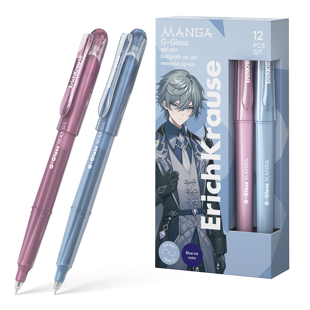 

Ручка гелевая ErichKrause G-Glass Stick Manga 0.5,61305 цвет чернил синий по 12 шт.