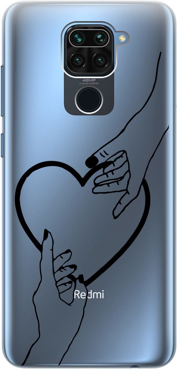 

Силиконовый чехол на Xiaomi Redmi Note 9 "Hands" прозрачный, Прозрачный;черный, 5585