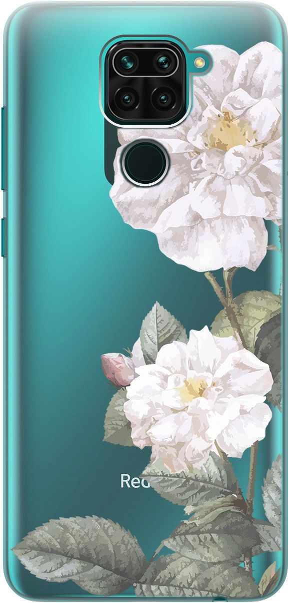 

Чехол на Xiaomi Redmi Note 9 "White Rose" прозрачный, Прозрачный;черный, 5585