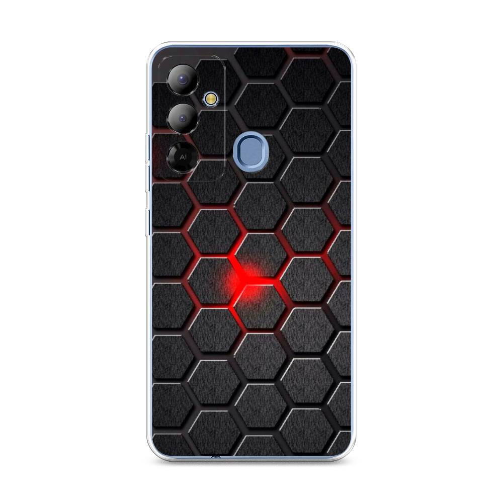 

Чехол на Tecno Pop 6 Go "Соты красные", Красный;черный;серый, 302950-3
