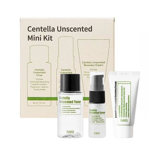 Набор Purito Centella Unscented Line Travel Kit тонер 30 мл+сыворотка 15 мл+крем 12 мл сыворотка christina био сатин line repair nutrient bio satin serum 30 мл