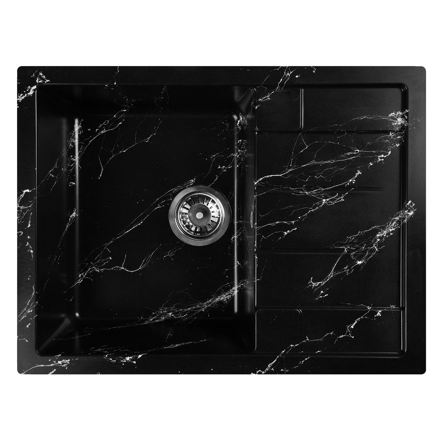 фото Мойка для кухни из искусственного камня wisent wb22-11 мрамор черно-белый (беларусь)