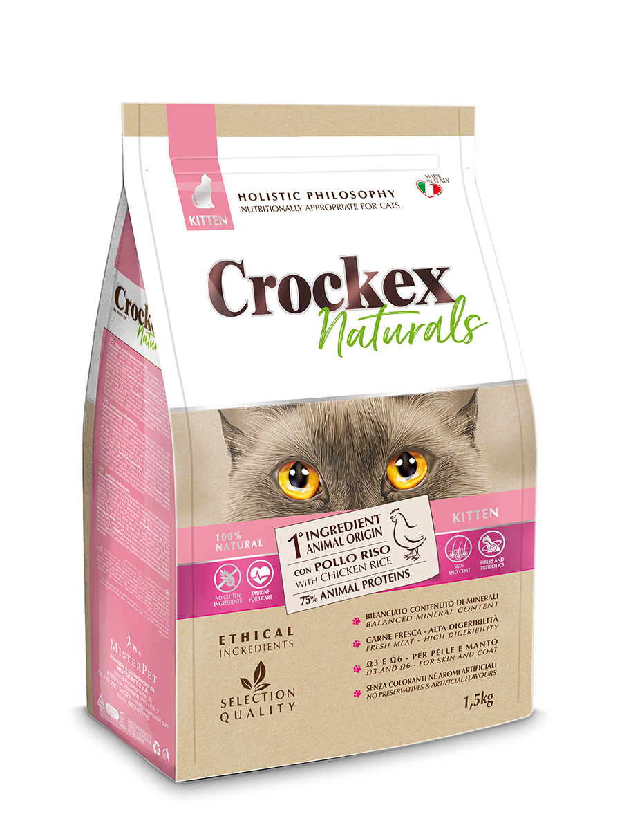 Сухой корм для котят Crockex Wellness, курица, рис, 1.5кг