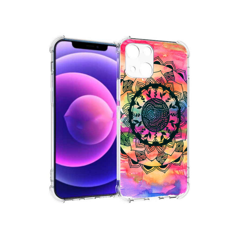 

Чехол MyPads Tocco для Apple iPhone 13 mini яркая абстракция круглый цветок, Прозрачный, Tocco