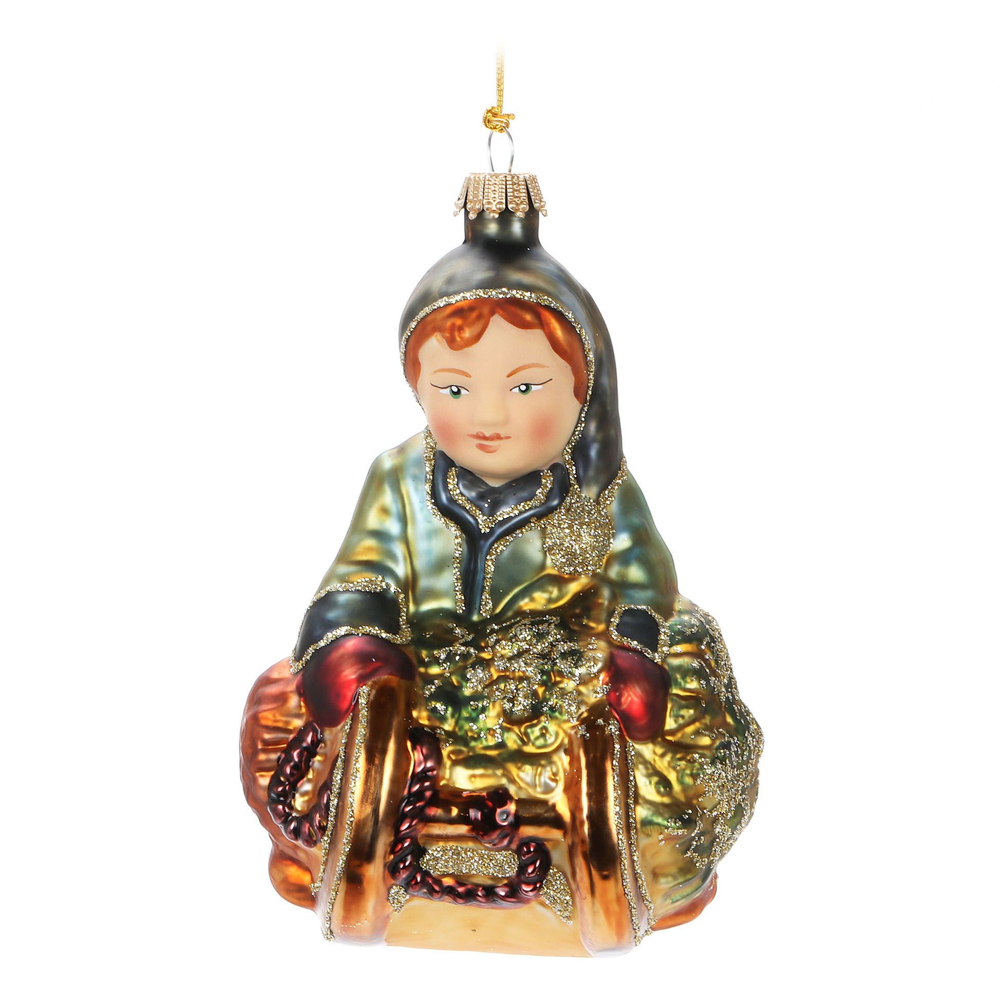 

Елочная игрушка Krebs Мальчик на санках 12 см, Разноцветный