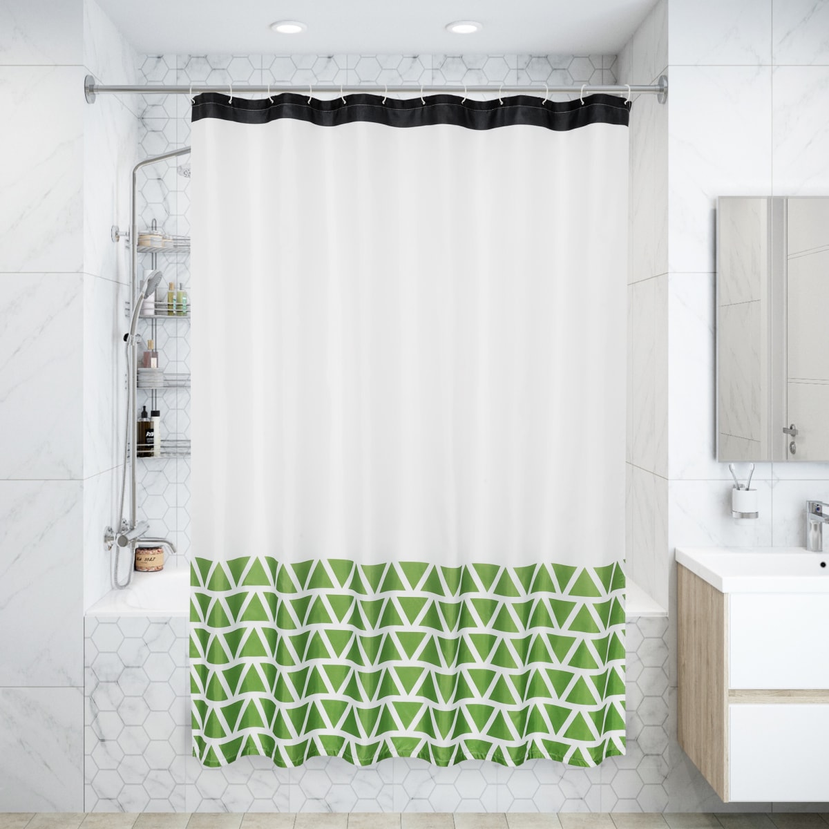 фото Шторка для ванной vidage валенди зеленая 180x200 с люверсами и утяжелителем