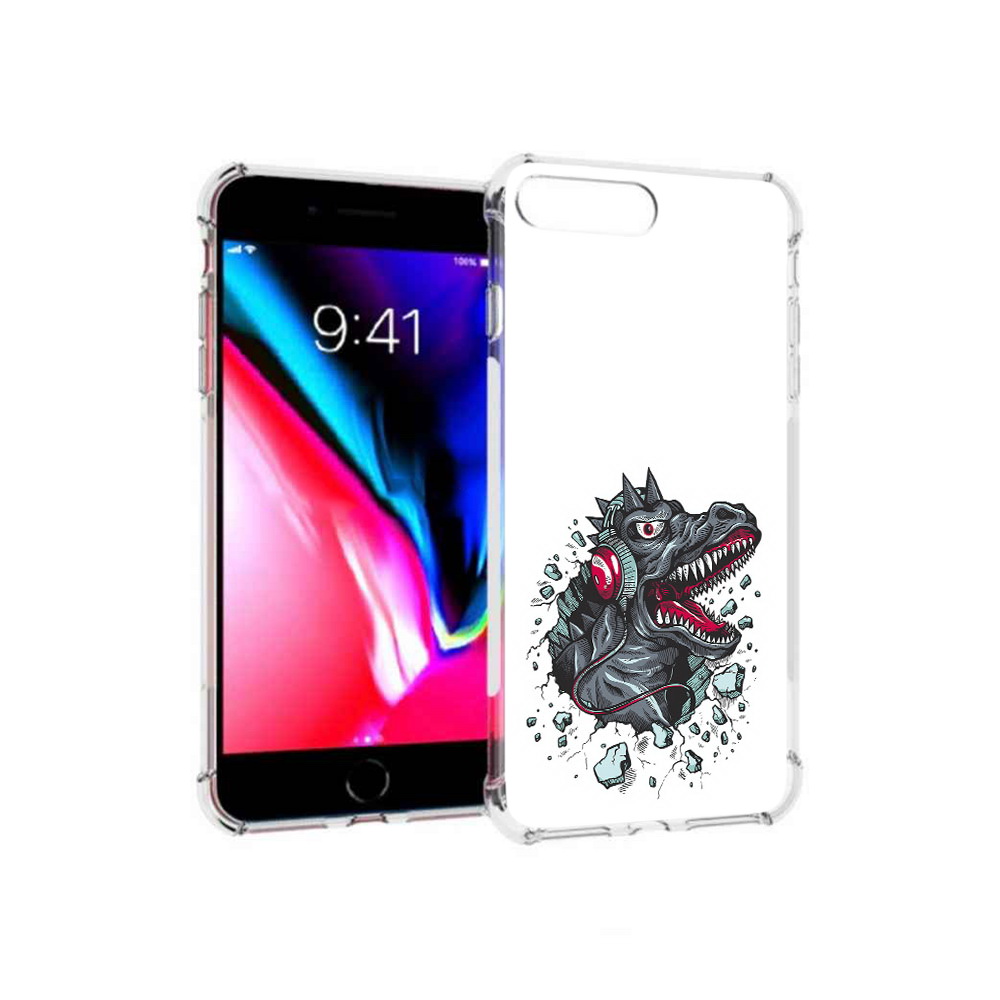 

Чехол MyPads Tocco для Apple iPhone 8 Plus Нарисованный динозавр в наушниках, Прозрачный, Tocco