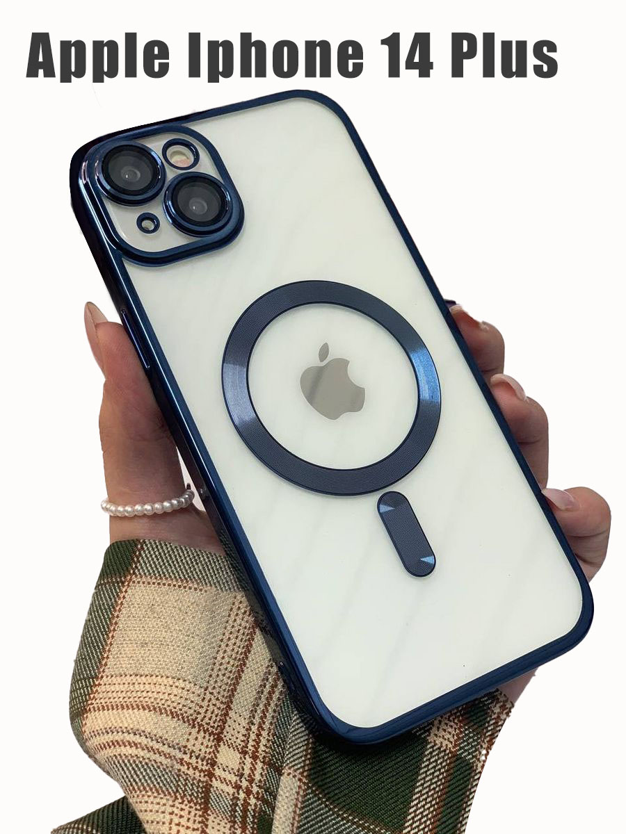 Силиконовый чехол для Apple iPhone 14 Plus с MagSafe, синий