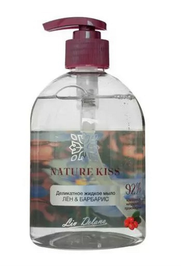 Мыло деликатное жидкое  LIV DELANO NATURE KISS Лён & Барбарис 480 мл