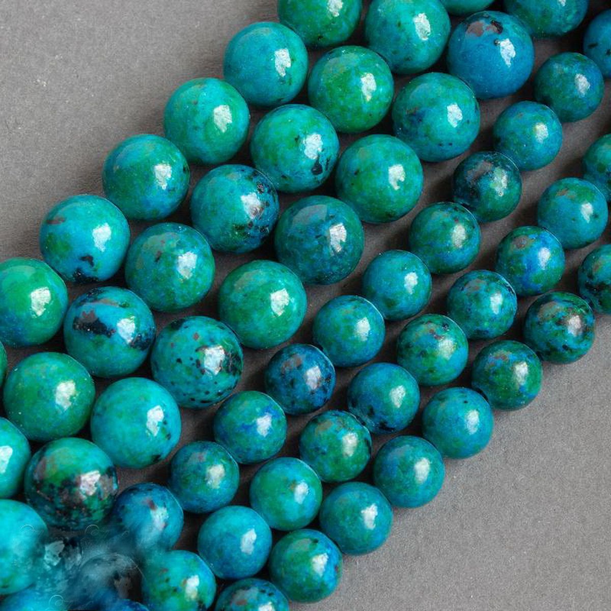 

Хризоколла пресс.-8 мм, бусины на нитке (37-38 см, около 50 шт.), Зеленый;синий, Хризоколла