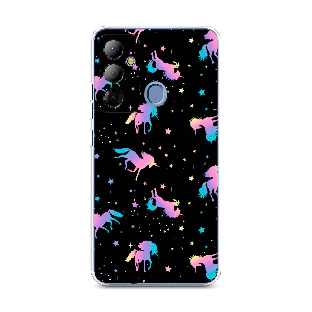 

Чехол на Tecno Pop 6 Go "Единороги градиент", Черный;розовый;голубой, 302950-1