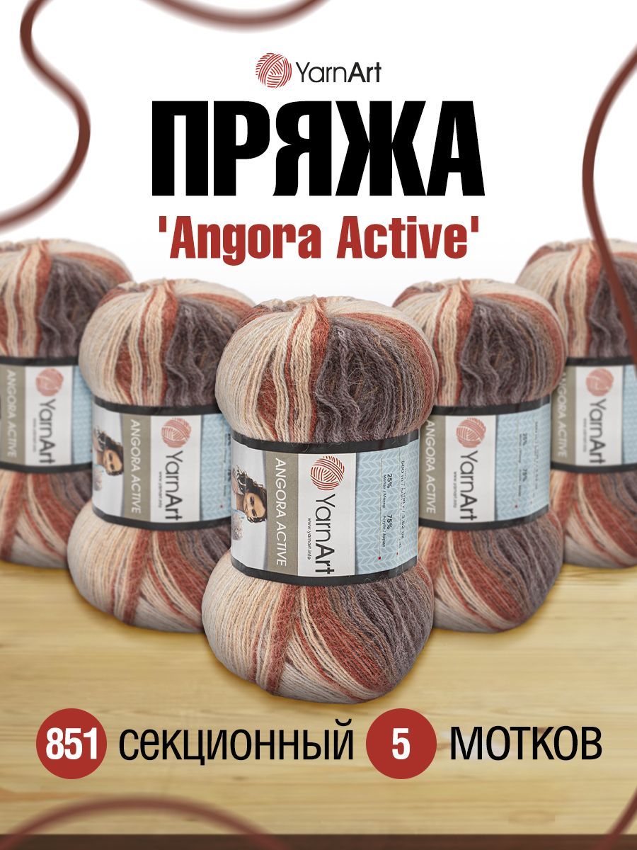 

Пряжа для вязания YarnArt Angora Active 100г, 500м (мохер, акрил) (851 меланж), 5 мотков, Коричневый, 7732065