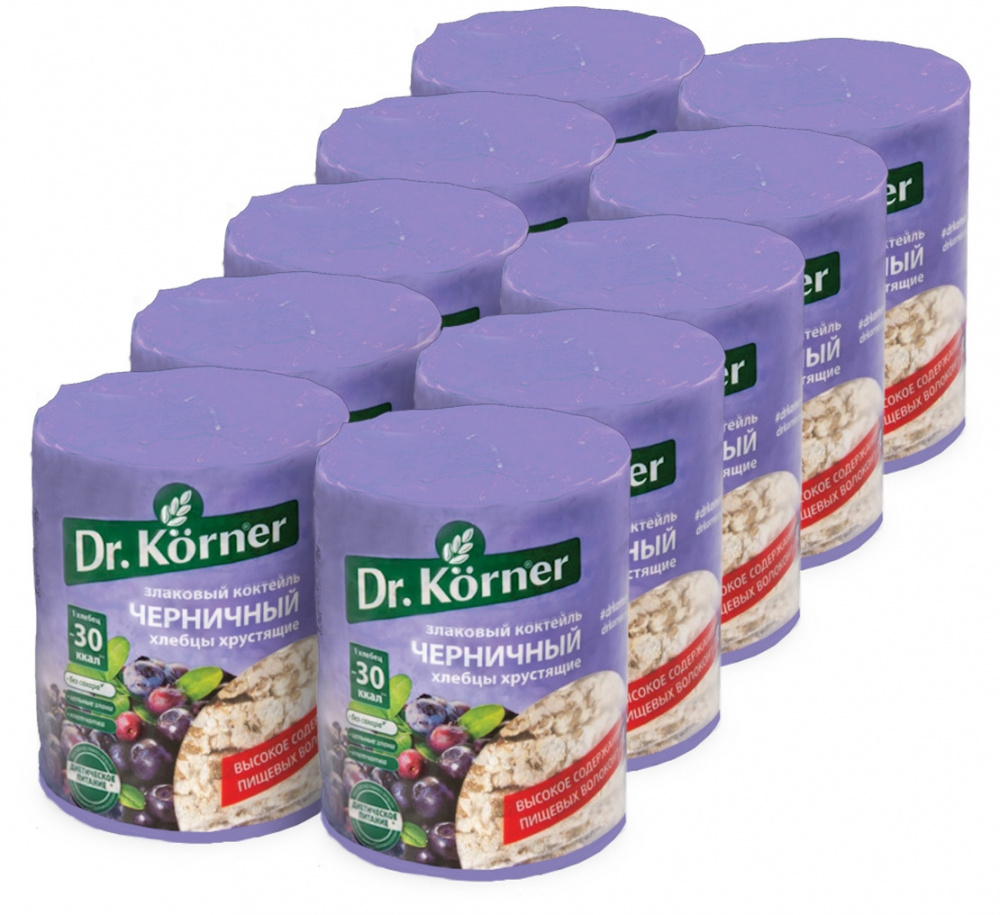 

Хлебцы Dr.Korner "Черничные", мультизерновые, 10 уп×100 г