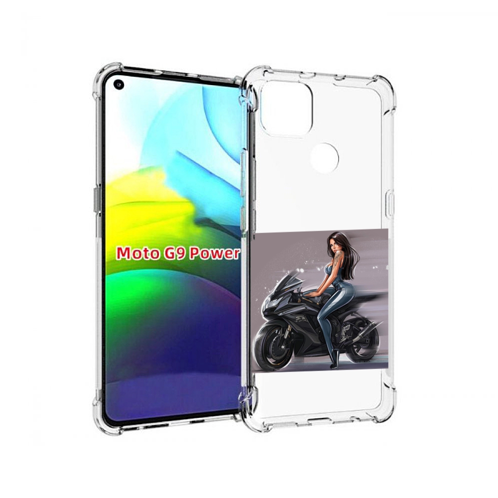 Чехол MyPads девушка-на-мотоцикле для Motorola Moto G9 Power