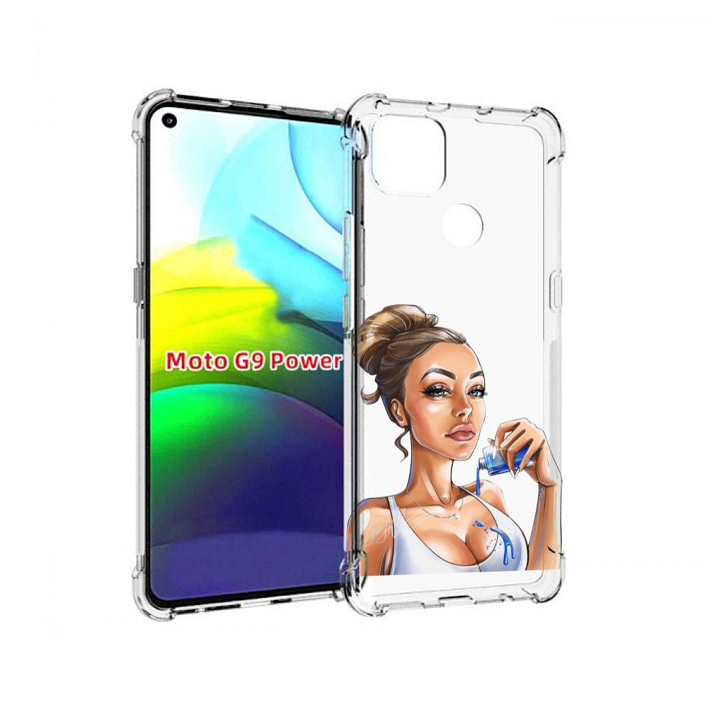 

Чехол MyPads девушка-пролила-краску женский для Motorola Moto G9 Power, Прозрачный, Tocco