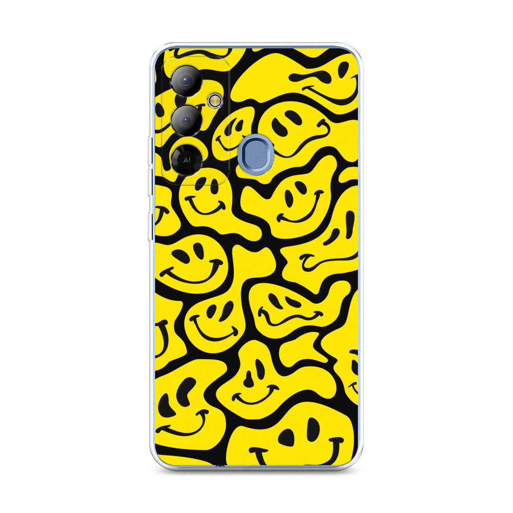

Чехол на Tecno Pop 6 Go "Расплывчатые смайлики желтые", Черный;желтый, 302950-6