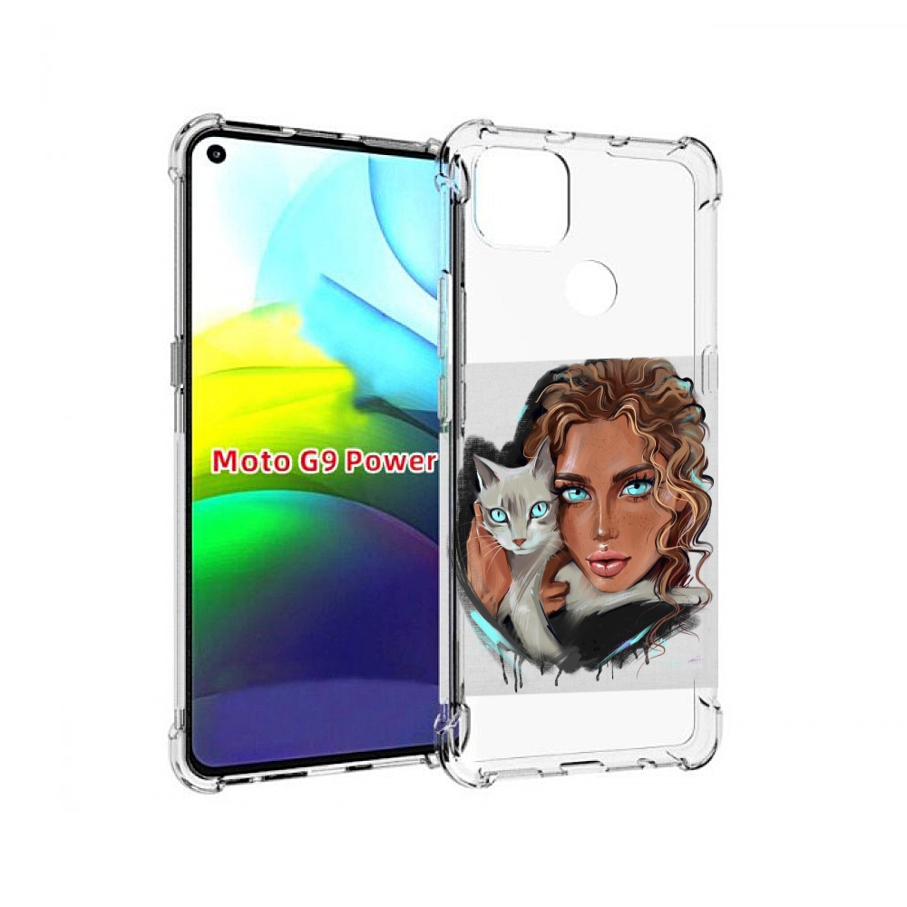 

Чехол MyPads девушка-с-котом-голубые-глаза женский для Motorola Moto G9 Power, Прозрачный, Tocco