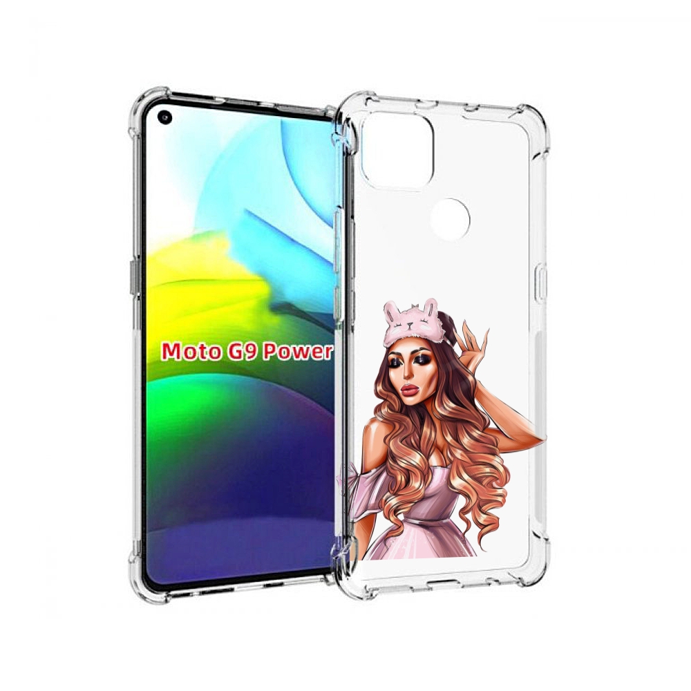 

Чехол MyPads девушка-с-маской-для-сна женский для Motorola Moto G9 Power, Прозрачный, Tocco