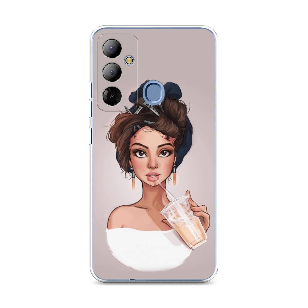 

Чехол на Tecno Pop 6 Go "Девушка с фраппе", Серый, 302950-6
