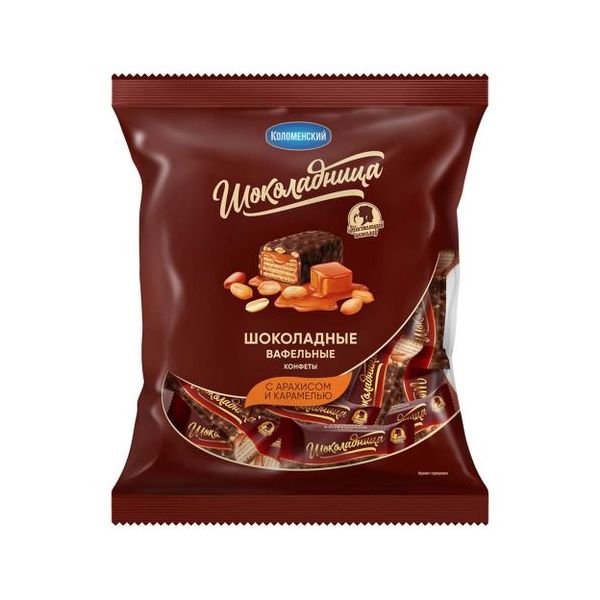 Конфеты вафельные шоколадные Коломенское Шоколадница с карамелью 200 г
