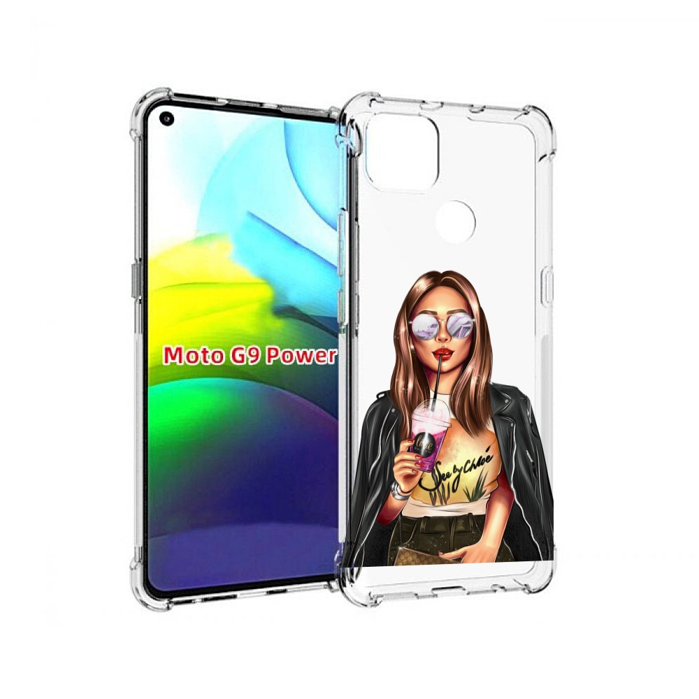 

Чехол MyPads девушка-с-фиолетовым-коктейлем женский для Motorola Moto G9 Power, Прозрачный, Tocco