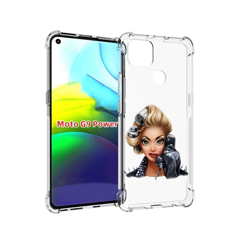 

Чехол MyPads девушка-смайлик-с-телефоном женский для Motorola Moto G9 Power, Прозрачный, Tocco