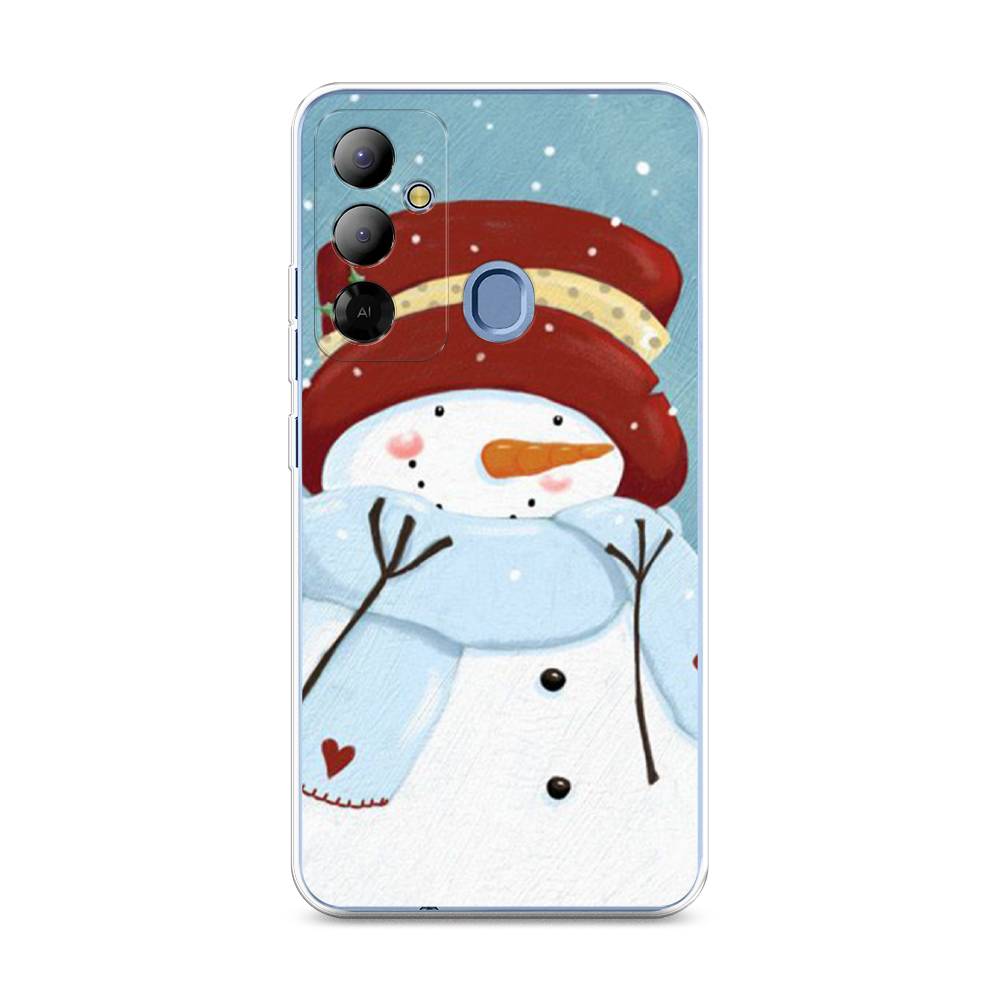 

Чехол на Tecno Pop 6 Go "Застенчивый снеговик", Голубой;белый;красный, 302950-5